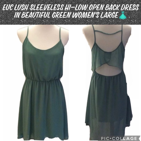 Lush Dresses & Skirts - 🎉HP🎉EUC Lush Sleeveless Hi-Low Open Back Dress in Beauty Green Women's Large👗